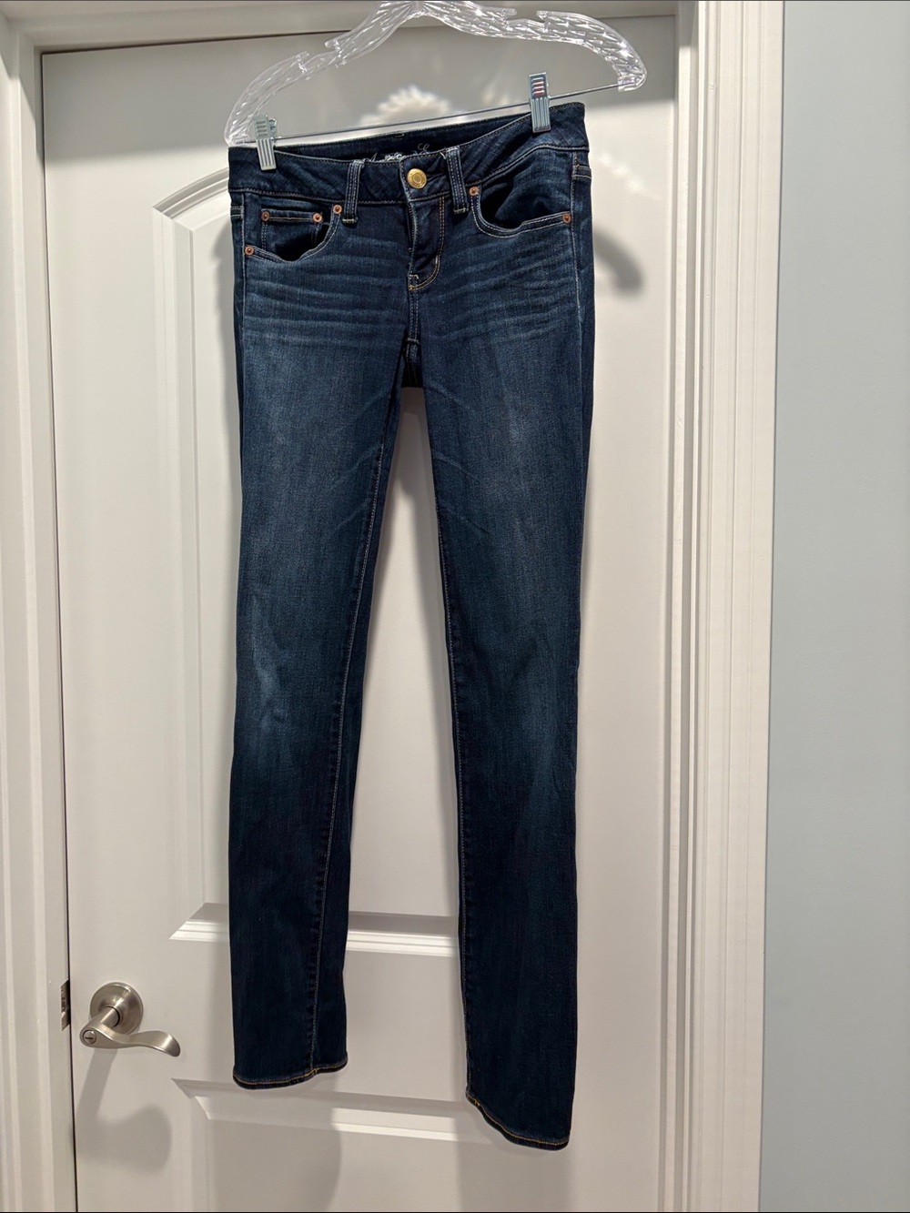 American Eagle Dark Wash Low Rise Straight Jeans